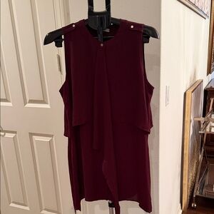 White House Black Market Sleeveless Burgundy Tunic